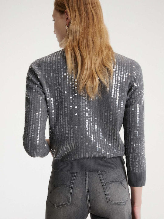 Women's Knitted Cardigan with Buttons Grey