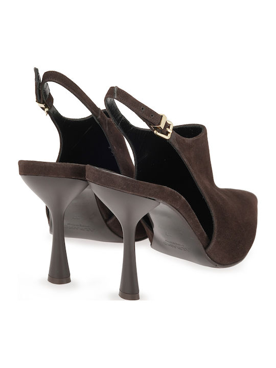 Suede Heels with High Heel Brown
