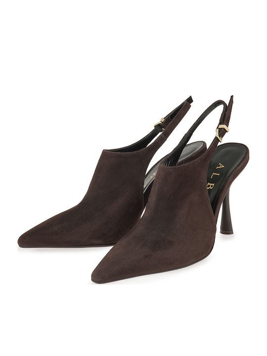 Suede Heels with High Heel Brown