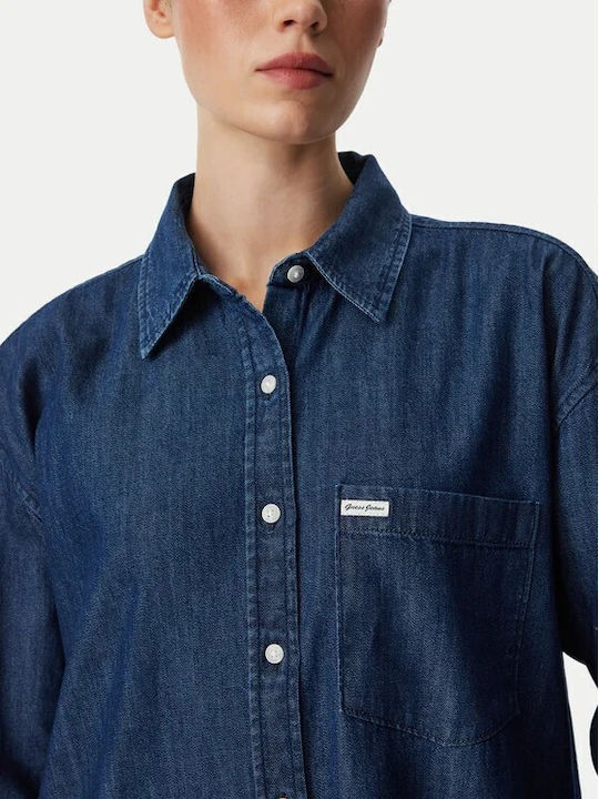 Langärmeliges Damen Denim Hemd Blau
