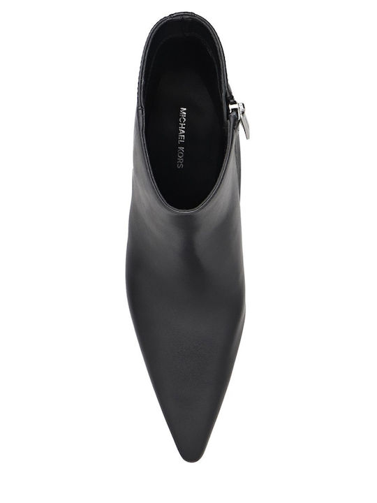 Leather Women's Ankle Boots with Mid Heel Black