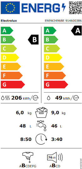 Electrolux Mașină de Spălat-Uscător Rufe 9kg/6kg Cu Abur 1400 Rotații