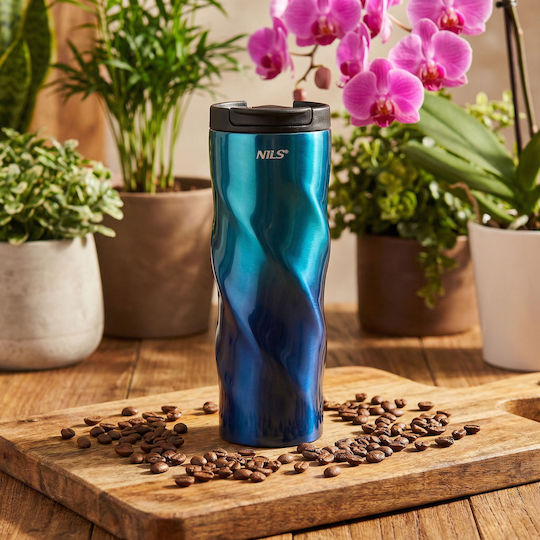 Nils Ποτήρι Θερμός Ανοξείδωτο 500ml Μπλε με Λαβή