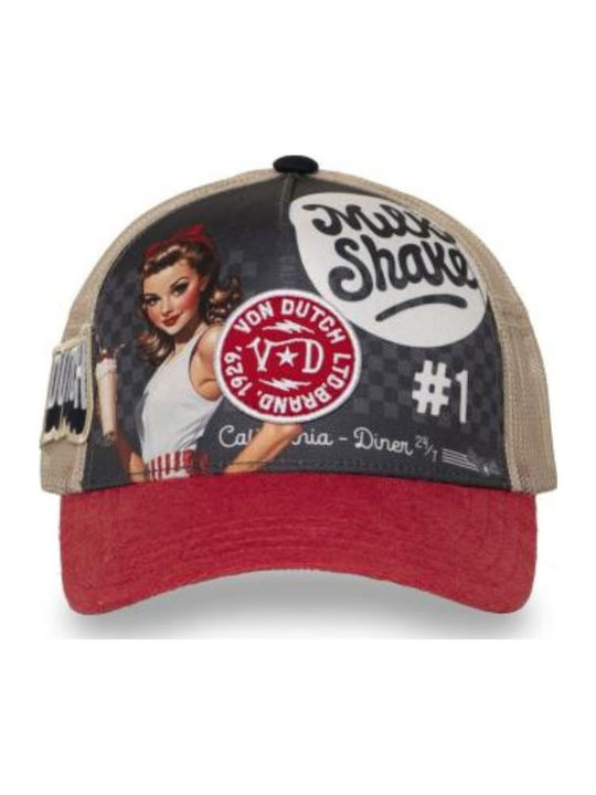 Von Dutch "milk Shake #1" Камионджия Кап One Size Червено Черно Бежово Von Dutch "milk Shake #1" Камионджия Кап One Size Червено Черно Бежово