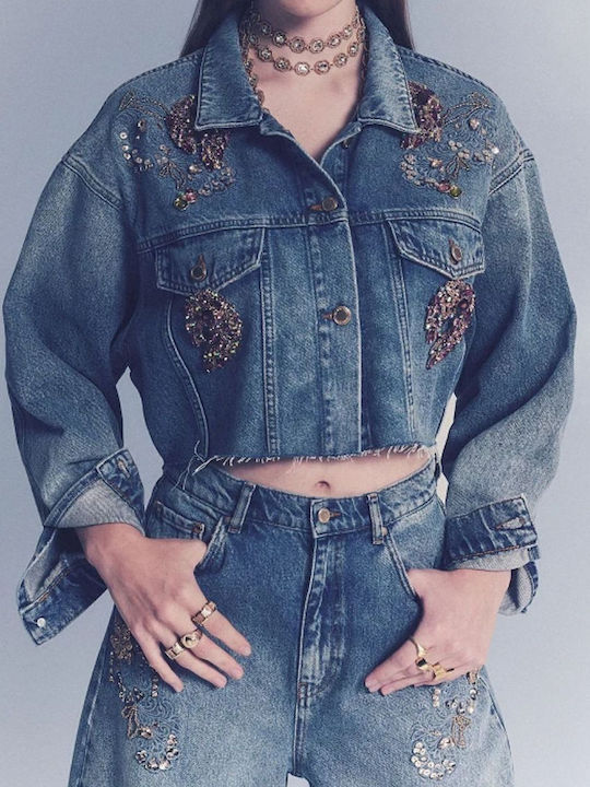 Jachetă Dama Din Denim Albastru