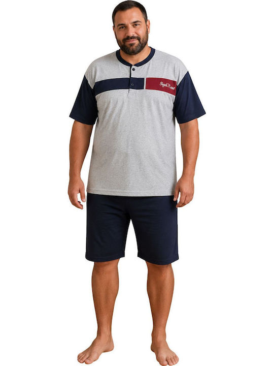 Rimoli Plus Size Summer Men's Cotton Pyjamas Grey