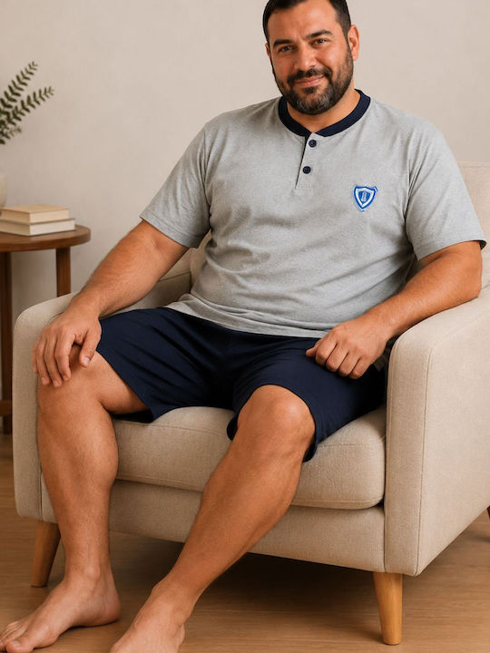 Rimoli Plus Size Summer Men's Cotton Pyjamas Grey