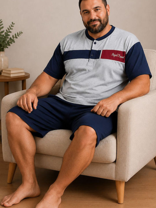 Rimoli Plus Size Summer Men's Cotton Pyjamas Grey