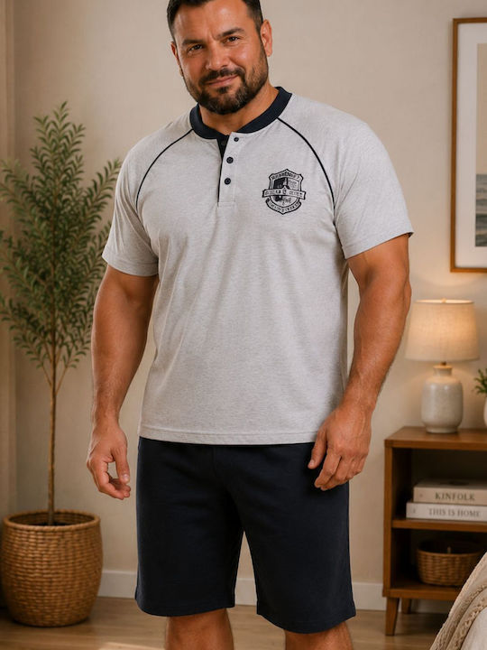 Rimoli Plus Size Summer Men's Cotton Pyjamas Grey