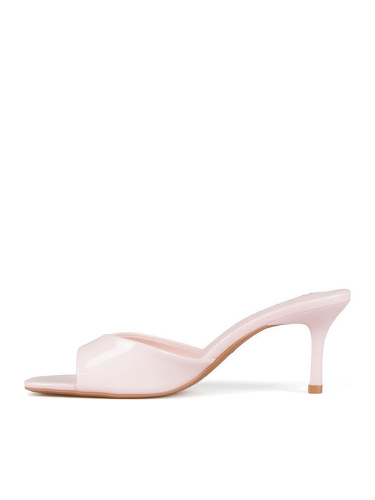 Mules In Patent Leather With High Heel In Pink Colour