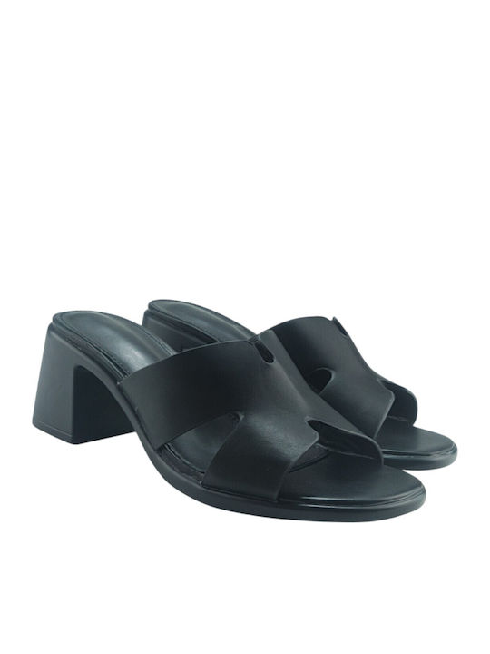 Mules With Heel In Black Colour