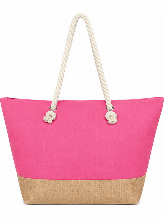 Strandtasche Aus Korbweide Mit Kulturtasche Rosa