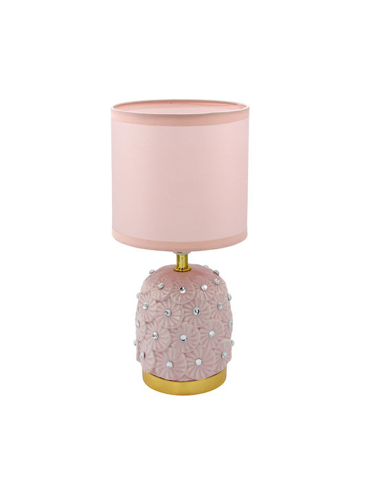 Keskor Ceramic Table Lamp for E27 Socket with Pink Shade and Base