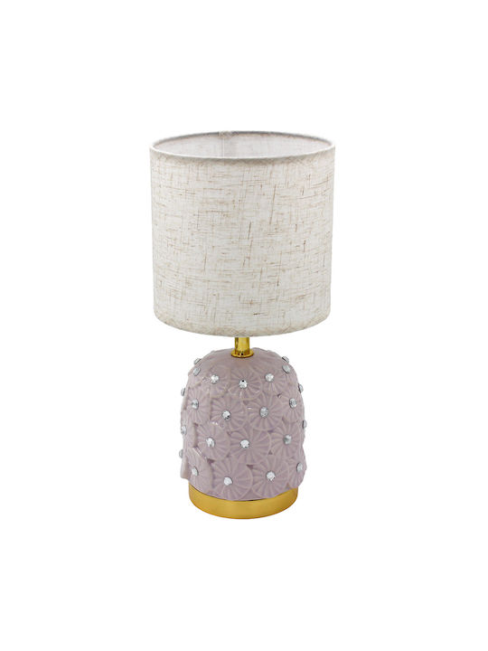 Keskor Ceramic Table Lamp for E27 Socket with Lilac Shade
