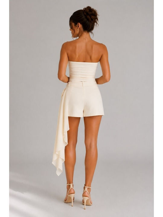 Women's Satin Skorts Floral Cream