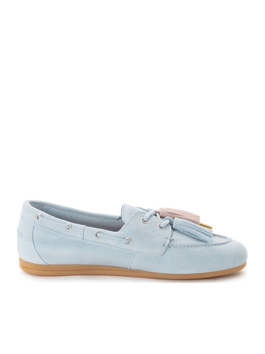 Leather Women's Loafers in Light Blue