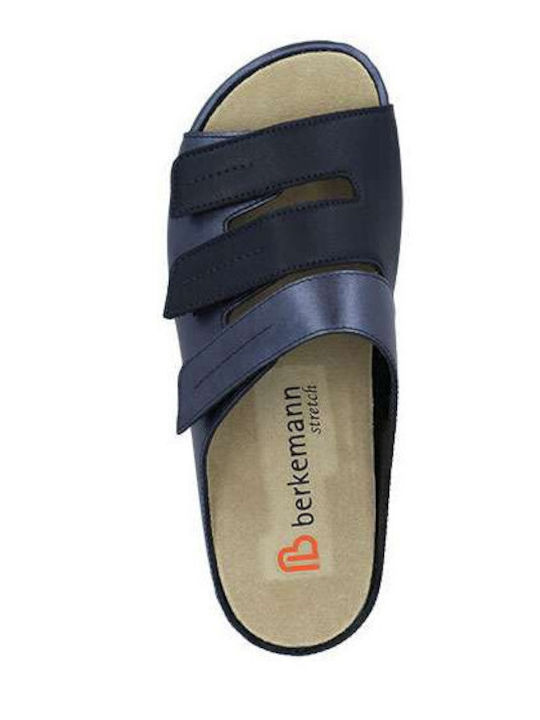 Andrea Leather Women's Anatomic Blue Flat Sandals