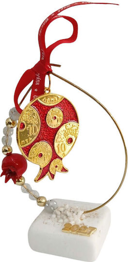 Kalliopi Silver Tabletop New Year's Lucky Charm Red Pomegranate Made of Stone 2027 5x13cm Kalliopi Silver Tabletop New Year's Lucky Charm Red Pomegranate Made of Stone 2027 5x13cm