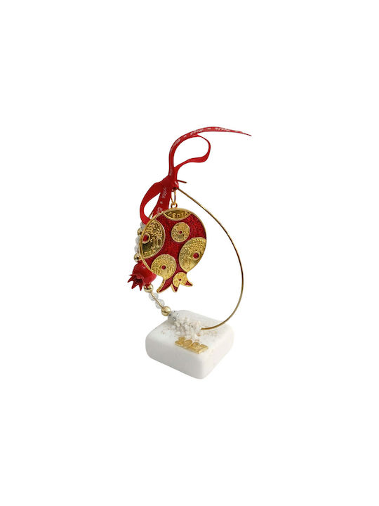 Kalliopi Silver Tabletop New Year's Lucky Charm Red Pomegranate Made of Stone 2027 5x13cm