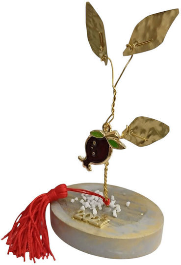 Kalliopi Silver Tabletop New Year's Lucky Charm Grey Pomegranate Made of Stone 2027 6x8cm