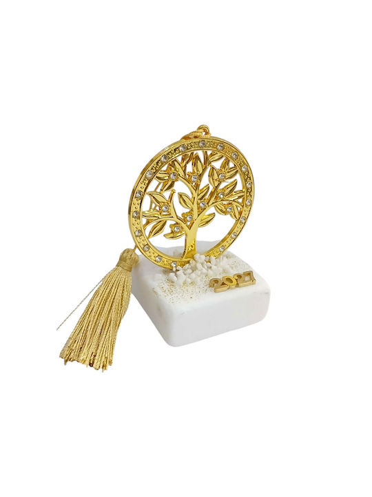 Kalliopi Silver Tabletop New Year's Lucky Charm Little Gold Tree Made of Stone 2027