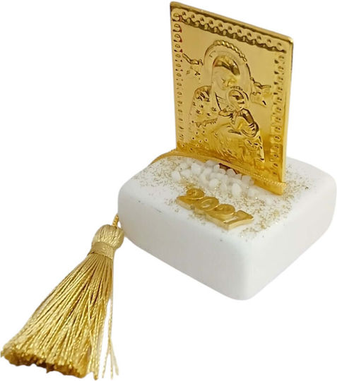 Kalliopi Silver Tabletop New Year's Lucky Charm Gold Stone 2027 5x8cm Kalliopi Silver Tabletop New Year's Lucky Charm Gold Stone 2027 5x8cm