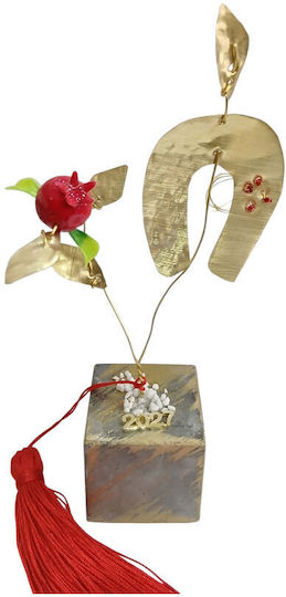 Kalliopi Silver Tabletop New Year's Lucky Charm Pomegranate Bronze Metal 2027 5x5cm