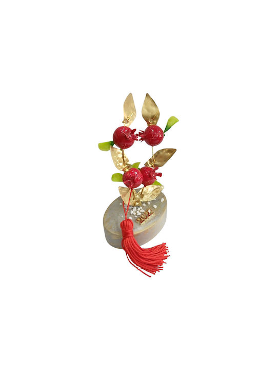 Kalliopi Silver Tabletop New Year's Lucky Charm Pomegranate Grey Stone 2027 6x8cm