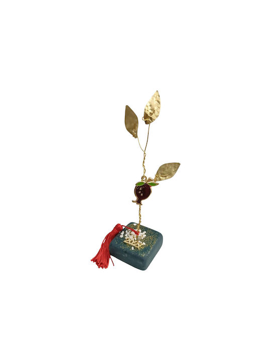 Kalliopi Silver Tabletop New Year's Lucky Charm Green Pomegranate Made of Stone 2027 5x5cm