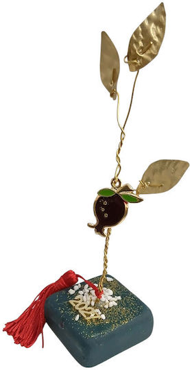 Kalliopi Silver Tabletop New Year's Lucky Charm Green Pomegranate Made of Stone 2027 5x5cm