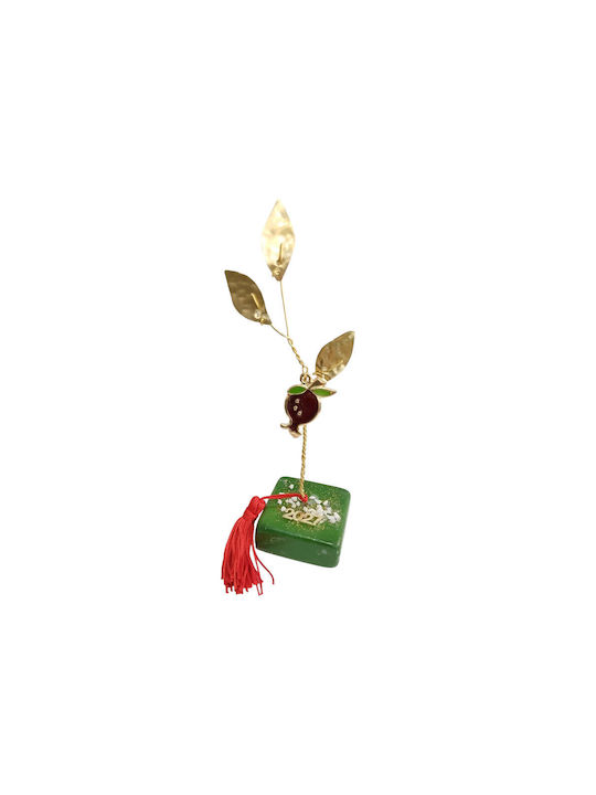 Kalliopi Silver Tabletop New Year's Lucky Charm Green Pomegranate Made of Stone 2027 5x5cm