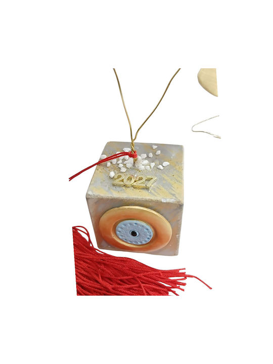 Kalliopi Silver Tabletop New Year's Lucky Charm Bronze Pomegranate Made of Metal 2027 5x5cm