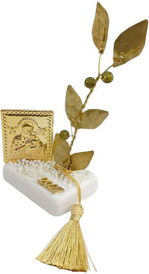 Kalliopi Silver Tabletop New Year's Lucky Charm Olive Branch Bronze Stone 2027 7x16cm