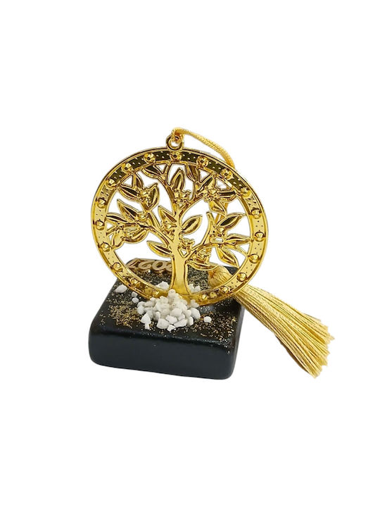 Kalliopi Silver Handmade Tabletop New Year's Lucky Charm Little Black Tree Made of Stone 2027 5x9cm