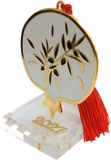 Kalliopi Silver Tabletop New Year's Lucky Charm Pomegranate White Made of Plexiglass 2027 5x10cm