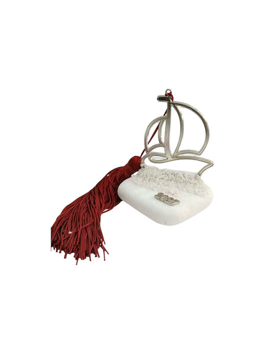 Kalliopi Silver Tabletop New Year's Lucky Charm Silver Boat Made of Stone 2027 12cm