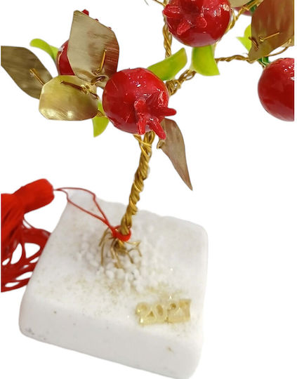 Kalliopi Silver Tabletop New Year's Lucky Charm Pomegranate Bronze Stone 2027 7x7cm