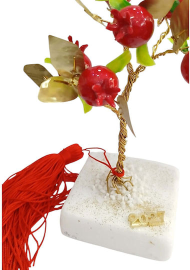 Kalliopi Silver Tabletop New Year's Lucky Charm Pomegranate Bronze Stone 2027 7x7cm