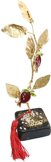 Kalliopi Silver Tabletop New Year's Lucky Charm Pomegranate Bronze Made of Stone 2027 5x5cm
