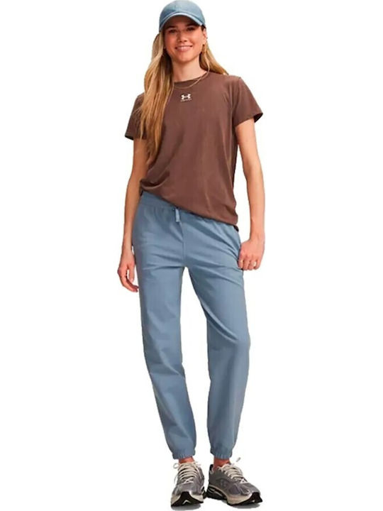 Terry Pantaloni de Trening cu Elastic Albastru Deschis