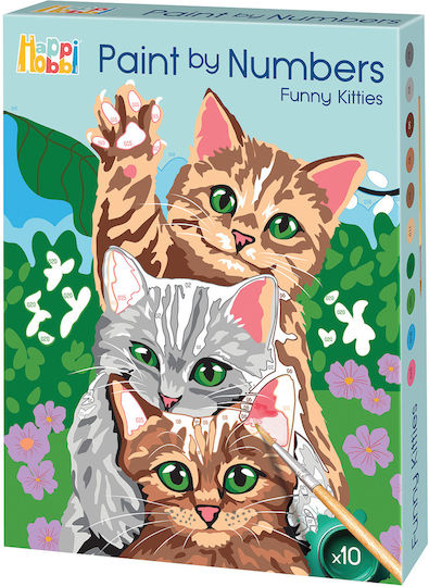 HappiHobbi Рисуване Paint By Numbers Забавни Котета за Деца 7+ Години