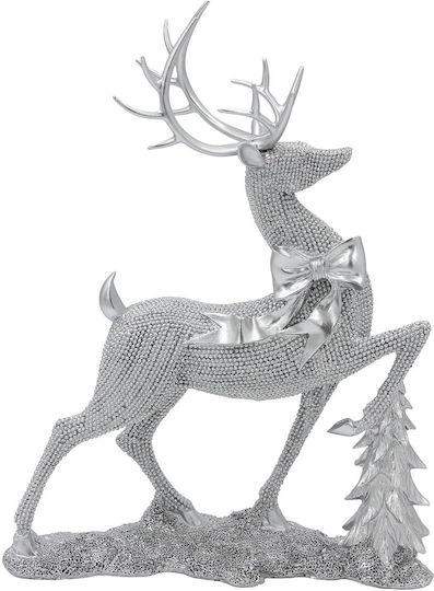 Decorative Polyresin Glitter 22x7x29 Cm Deer Silver Keskor 41711
