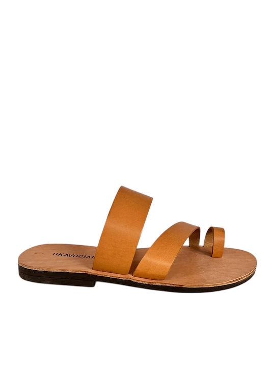 Leather Men's Sandals In Tabac Brown Color