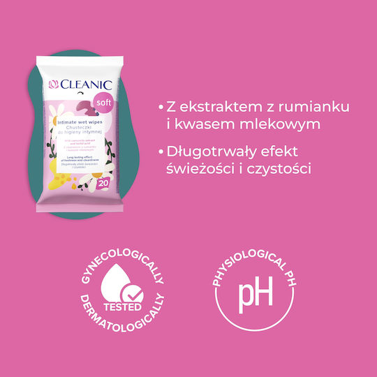 Cleanic Μαντηλάκια για την Ευαίσθητη Περιοχή με Χαμομήλι