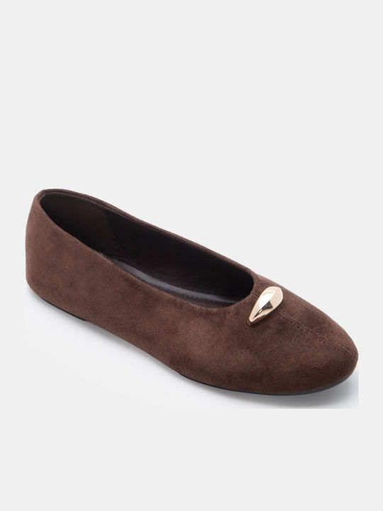 Damen Ballerinas Spitz zulaufend Braune