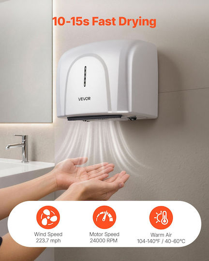 Vevor Hand Dryer Plastic with Sensor 1.3kW BGSGSJYSZDGY2PXIW001V2