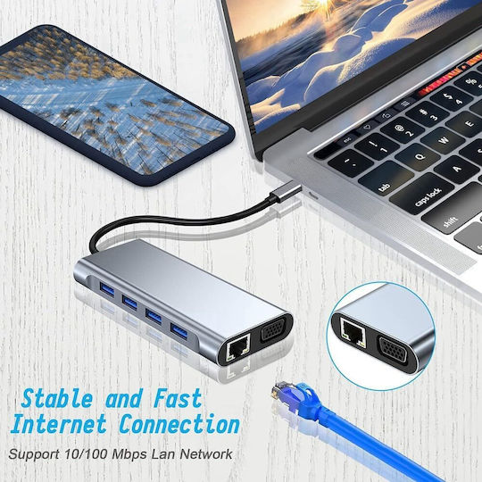 Dahua USB-C Docking Station with HDMI 4K PD Ethernet Grey (da11in1)