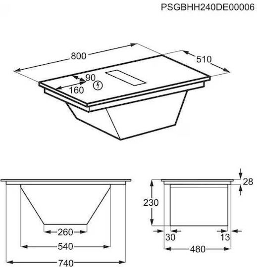 Electrolux Индукционен Плот Автономен с Абсорбатор и Lock Function 80x51см.