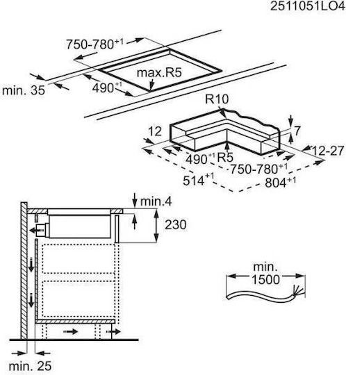 Electrolux Индукционен Плот Автономен с Абсорбатор и Lock Function 80x51см.
