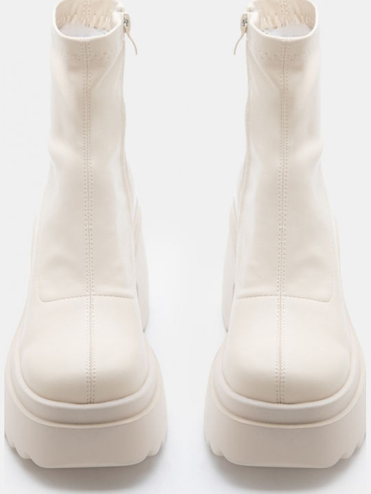 Suede Women's Ankle Boots Beige